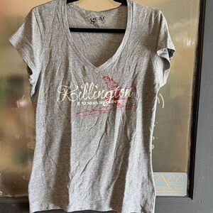 Gear For Sports Gray V-Neck Tee with Red Print